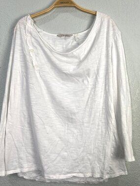 Soft Surroundings White Linen Blend Asymmetrical Button Detail Tunic Top XL